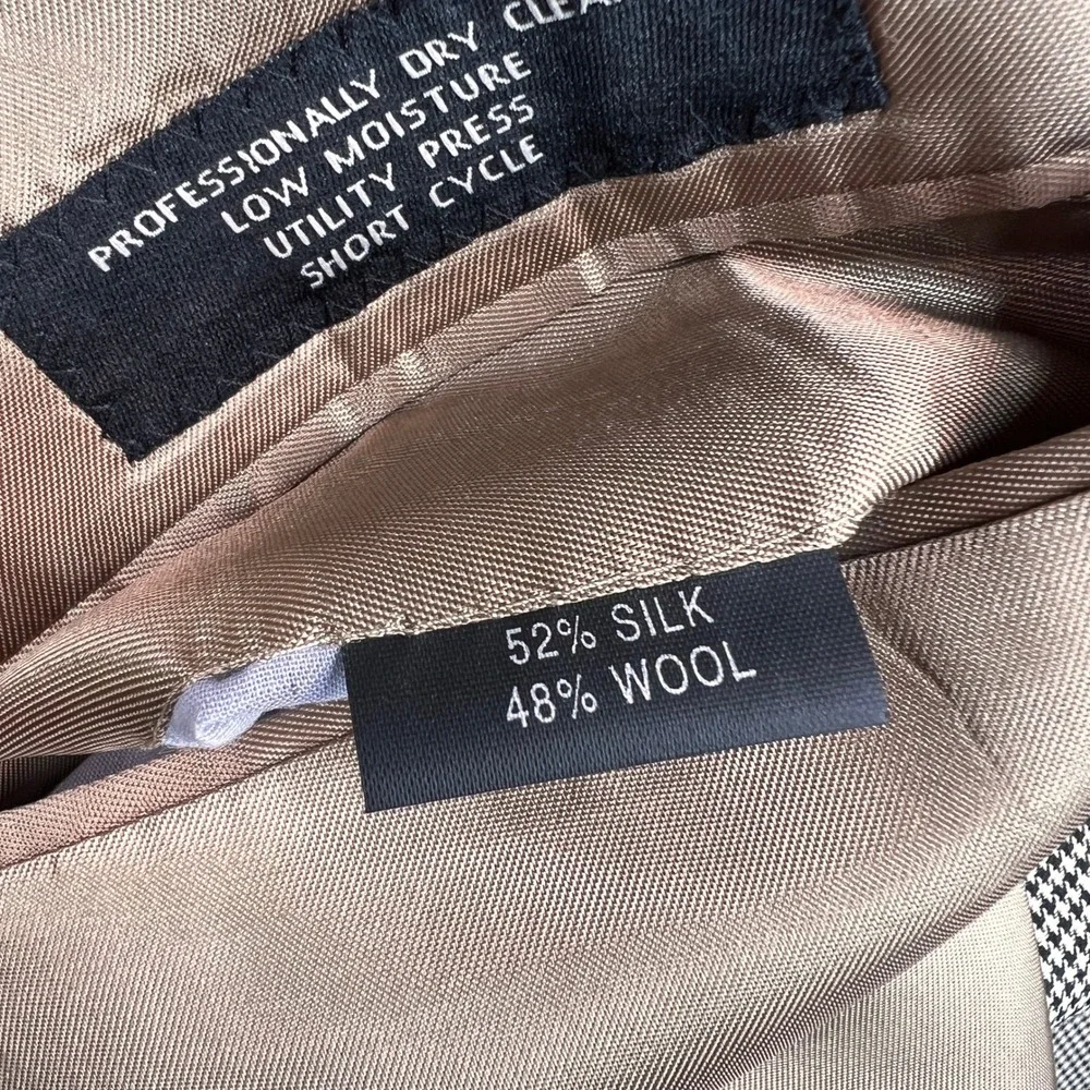 Jos. A. Bank Silk Wool‎ Houndstooth Sport Coat Blazer Men 46R Brown Classic Prep